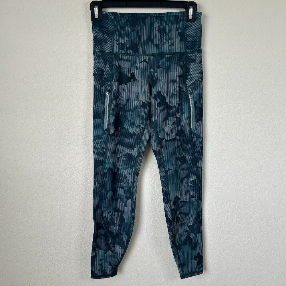 Athleta Leggings Womens XS Green Blue Floral Athletic Rainer Printed Tight
